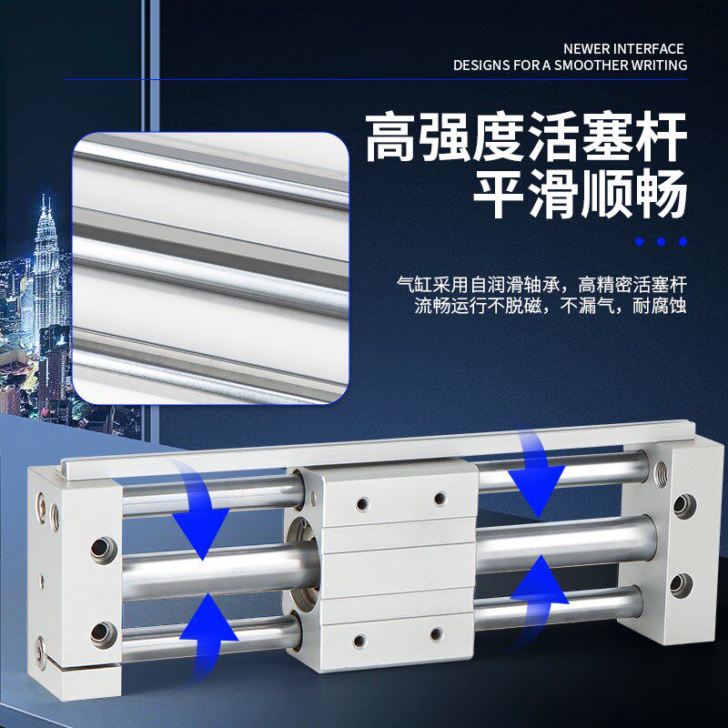 亚德客型磁耦式无杆气缸带导轨RMT16/20/25/32/40气动滑台机械手