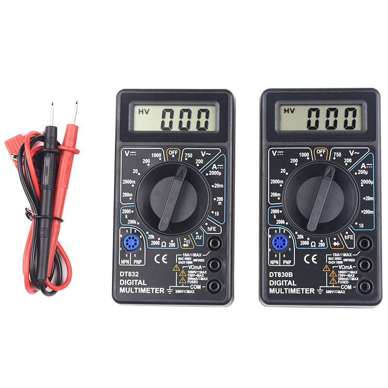 DT832万能表套装DT830B数字万用表测电压电阻二/三极管带电池表笔