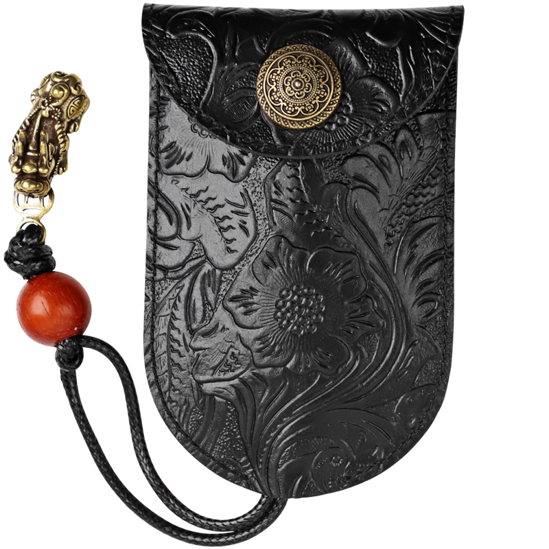 手工真皮汽车钥匙包复古头层牛皮通用遥控车钥匙包抽拉式钥匙扣潮