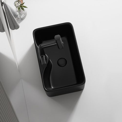 黑色台上盆方形陶瓷洗手盆单盆家用卫生间阳台洗脸池面盆洗漱台池