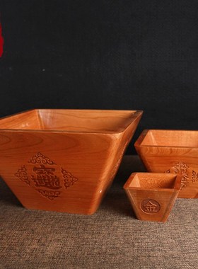 桃木斗摆件老式实木米斗米升子客厅结婚斗木雕家用工艺品开业礼品