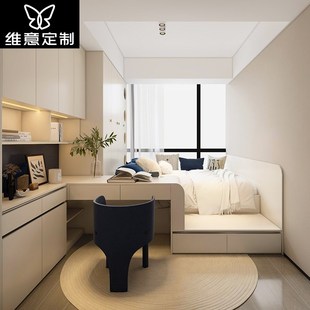 维意定制儿童房间榻榻米床衣柜一体整体衣柜书桌书柜全屋定制