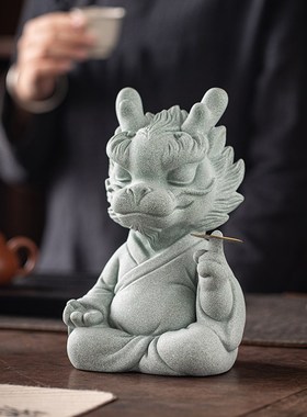 创意青砂石神龙大师十二生肖吉祥物招财摆件家居办公室桌面装饰品
