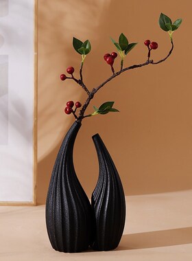 创意陶瓷细口花瓶摆件客厅插花桌面化妆台餐边柜装饰品高级感小众