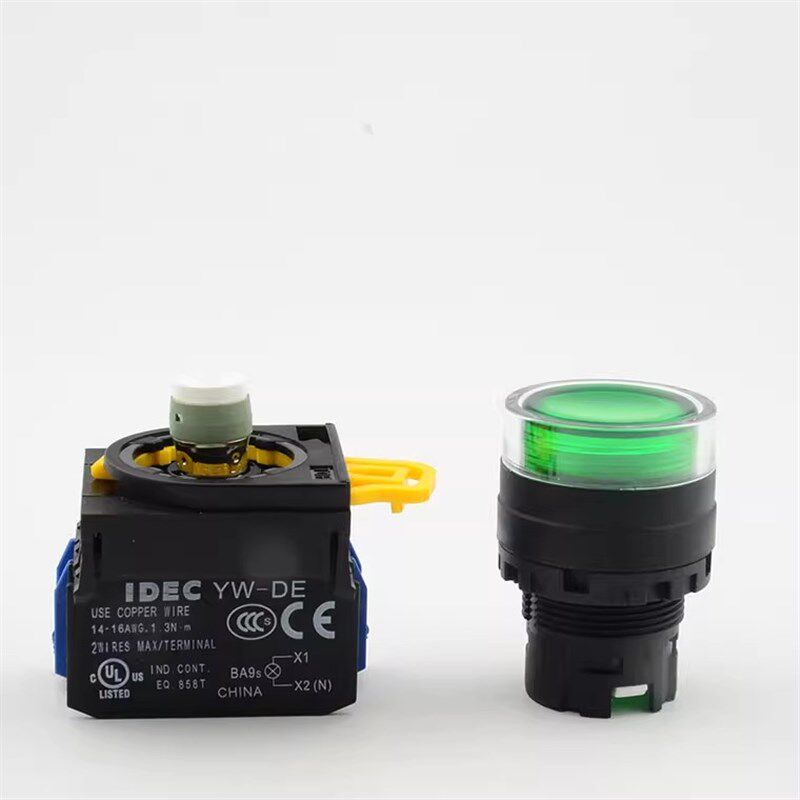 和泉带灯按钮开关 YW1L-MF2E10Q4R 自复位全保护罩红色24V一常开