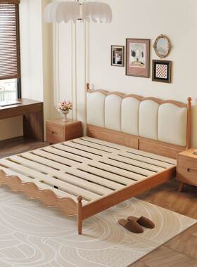 北欧白J-X281蜡木宿全实木床1.8木m双人床婚床现代简原风1.5米约