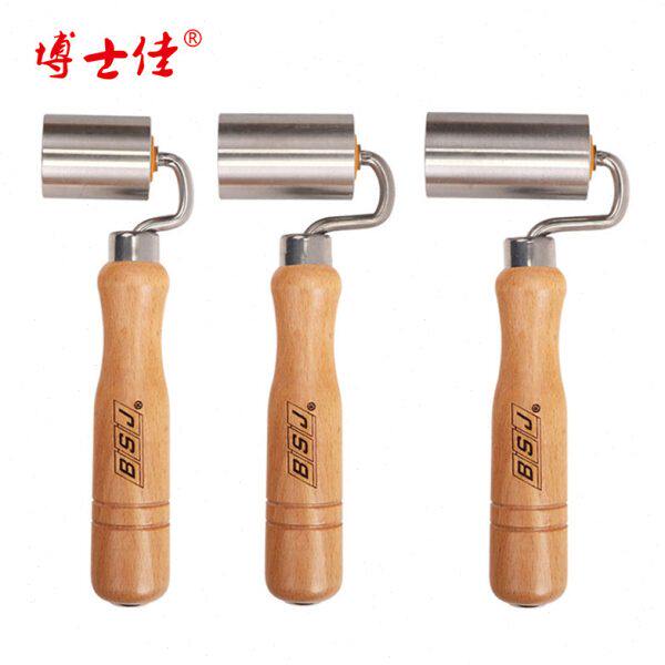 壁纸双轴承木柄不锈钢平面压轮施工工具墙纸接缝压滚轮压辊包邮