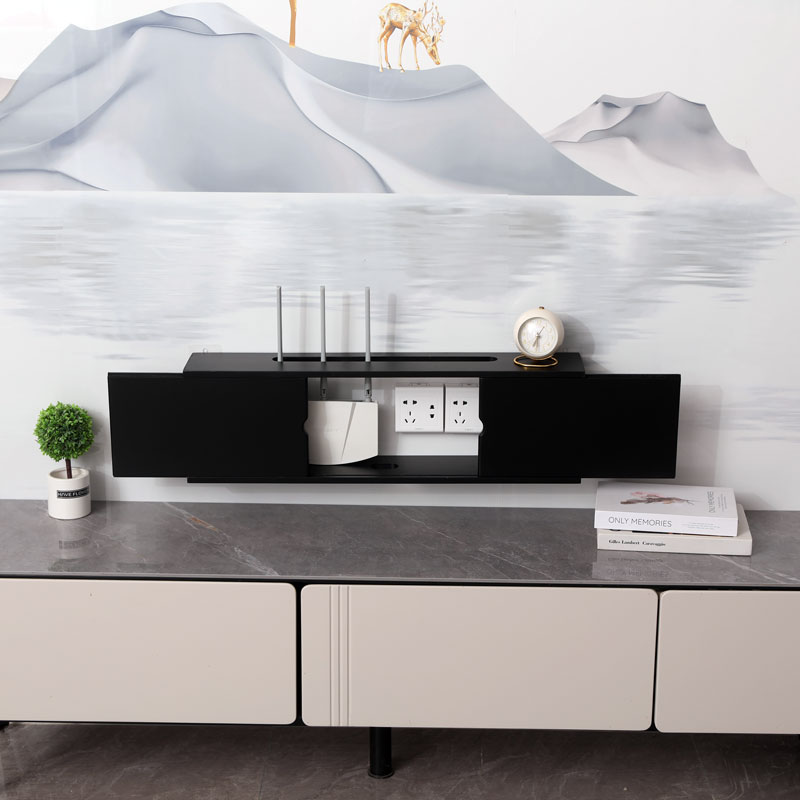 wifi路由器收纳盒壁挂墙上免打孔电视机顶盒置物架光猫插座遮挡箱