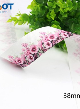 L-20620-593 38MM花朵印刷螺纹丝带DIY手工制作包装配件 服装辅料