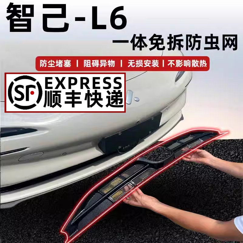 适用于智己fL6汽车防虫网前脸中网改装装饰条汽车用品配件
