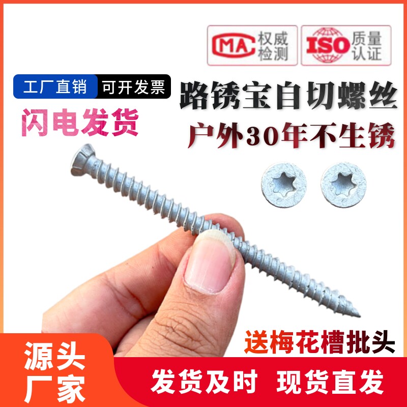 路锈宝自切螺丝T30梅花槽内六角螺钉德式混泥土水泥门窗安装螺钉