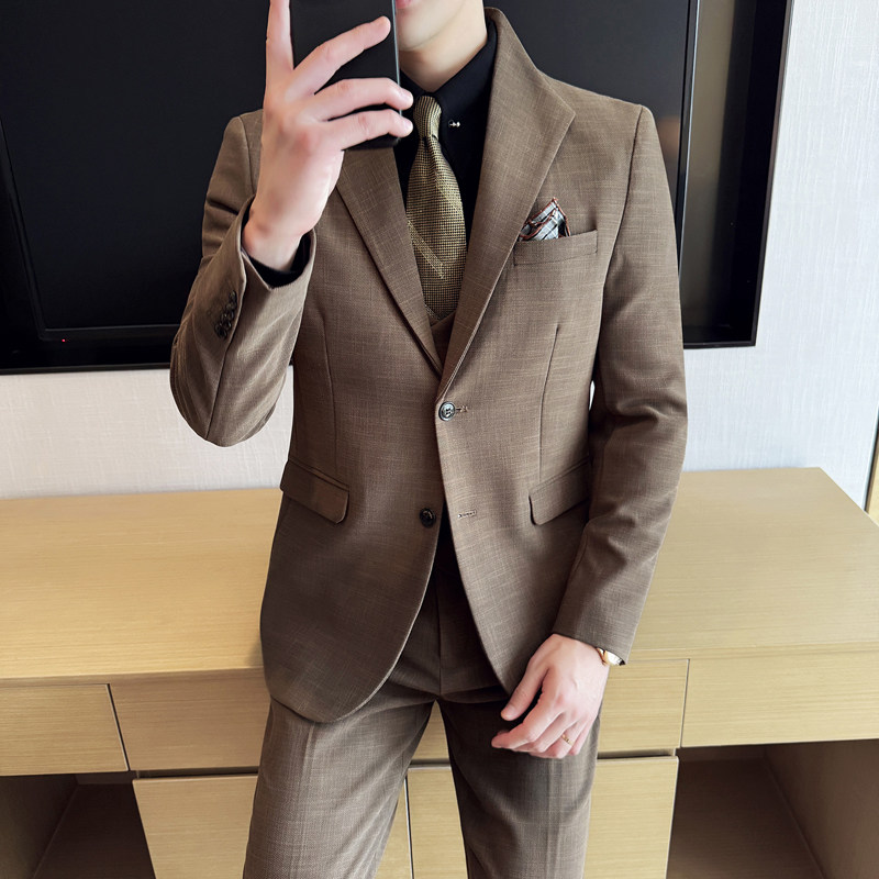 免烫通勤修身男士西装套装礼服潮