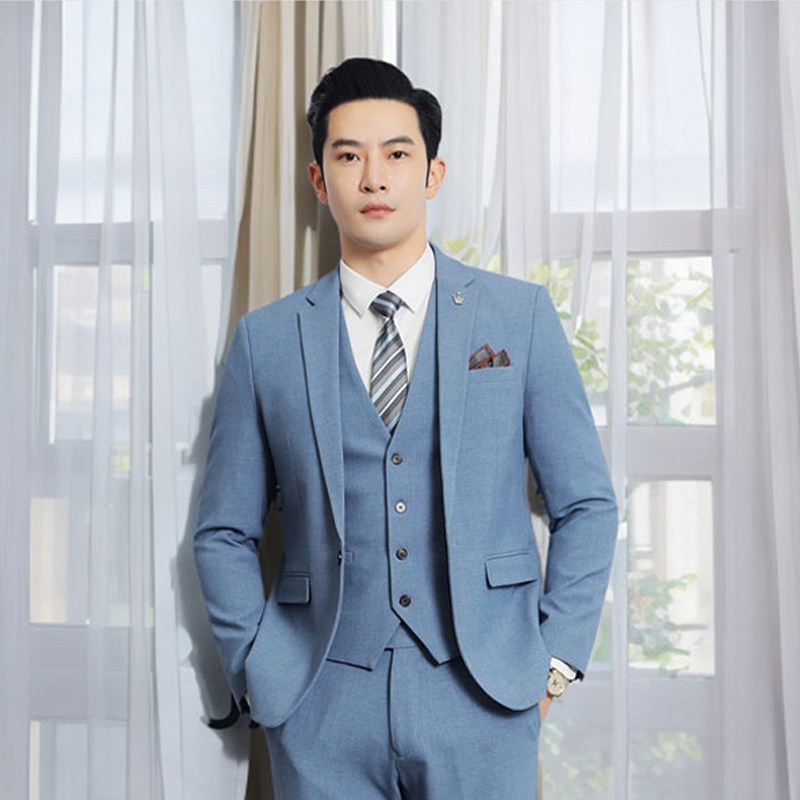 西装男套装韩版修身新郎伴郎结婚礼服商务正装休闲职业西服三件套