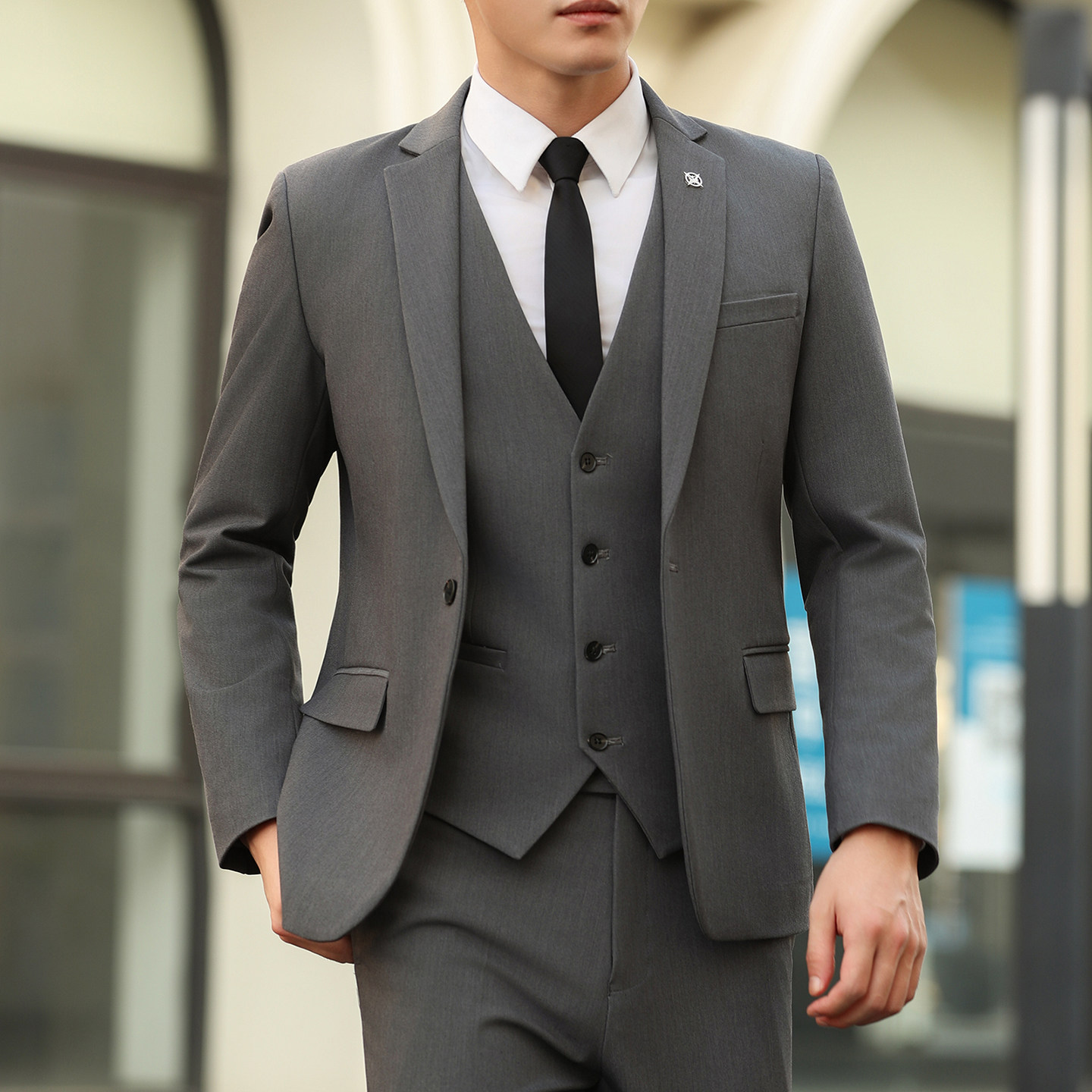 商务西装男套装伴郎新郎结婚礼服