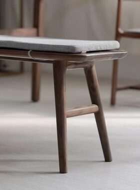 黑胡桃木长条凳长板凳禅意新中式简约板凳客厅餐桌家用凳子