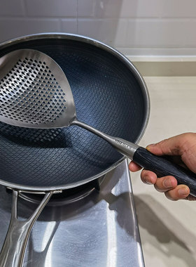 VE 18/10不锈钢家用大漏勺家用捞饺子油炸笊篱捞面长柄大勺子捞网