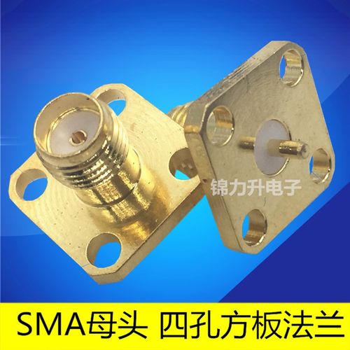 射频同轴连接器SMA-KF母头外螺内孔四孔方板法兰盘母座天线插座子
