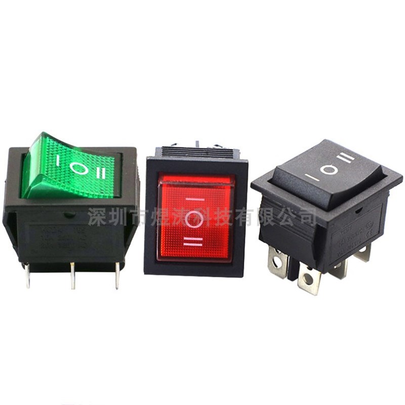 KCD4电源翘板船型开关 6脚3档 三档 16A 250V 船形开关 25X31mm