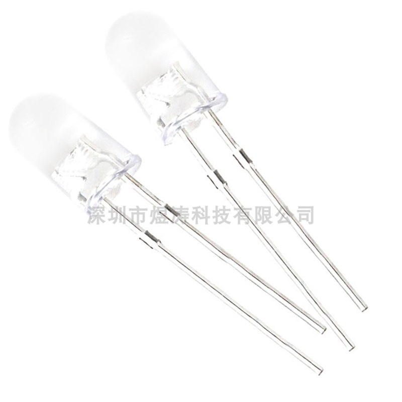 直插LED发光二极管F5/5mm圆头短脚无边透明 白光红蓝绿黄 LED灯珠