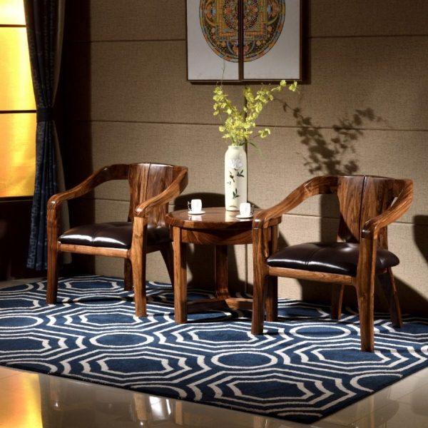 乌金木情人椅三件套组合新中式家具休闲椅真皮座椅全实木主人靠椅