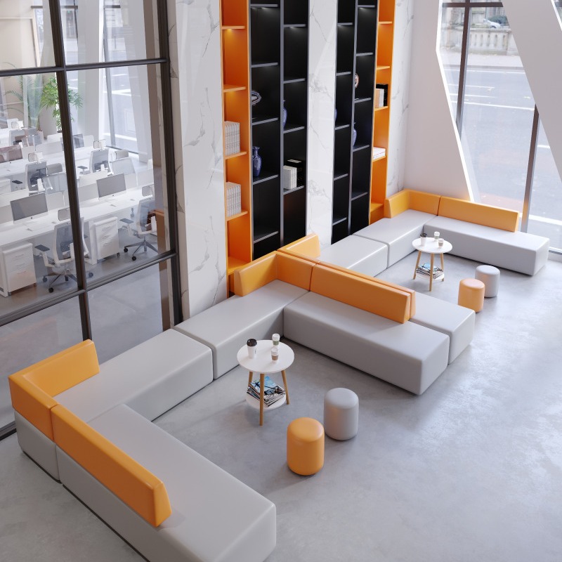 培训机构休息区酒店创意异形接待会客商务休闲现代办公室沙发组合