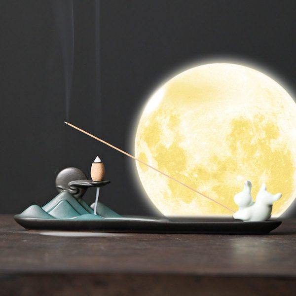 中式陶瓷月亮兔子香插摆件家用室内倒流香炉线香香座装饰中秋新年,家居饰品,香托/香盘/香座/香插,淘宝优惠券,粉丝福利购,淘宝优惠卷