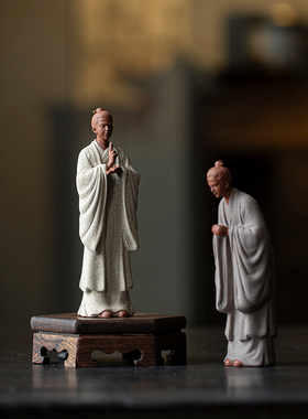 国风小道士摆件禅意紫q砂人物工艺品新中式茶室博古架桌面装饰摆