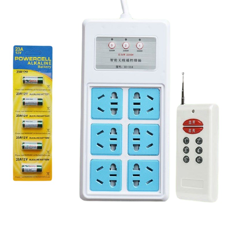 可穿墙三路独立无线遥控插座开关家用220V大功率灯具电源遥控插排