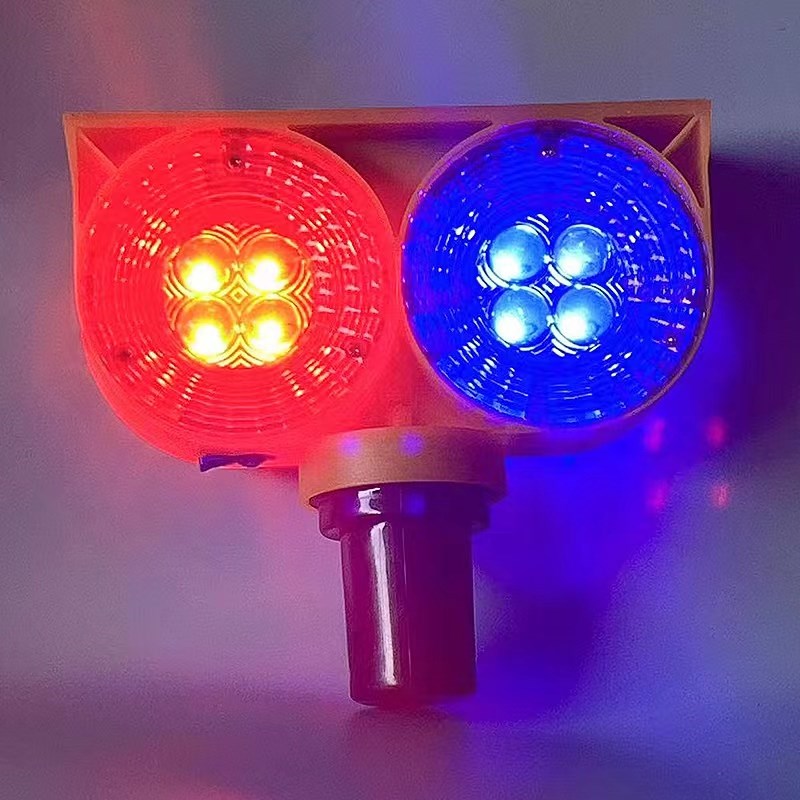太阳能双面护栏路障爆闪灯夜间闪烁猫眼灯道路施工路锥警示灯