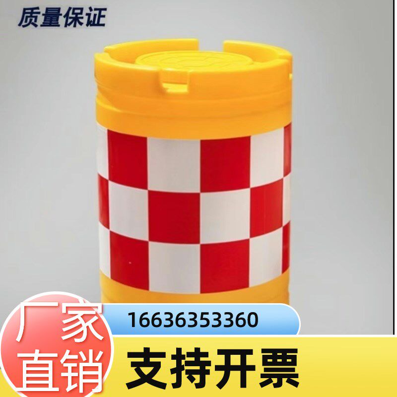 山西优质塑料滚塑吹塑防撞桶圆柱型吹塑桶盖子反光膜隔离防撞桶