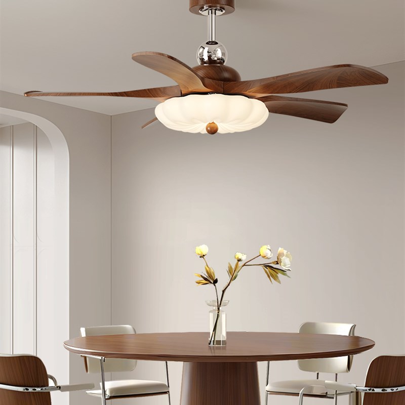 法式覆古风扇吊灯餐厅客厅卧室云朵泡泡美式中古大V扇叶吊扇灯新