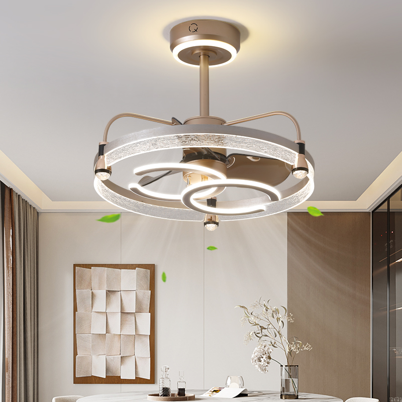 餐厅风扇灯现代i轻奢大气饭厅餐桌吊扇灯家用智能变频大风力吊扇