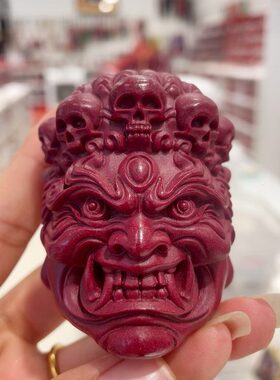 保真朱砂紫金砂大黑天摆件手把件实物所拍尺寸如图黑才办公室随身