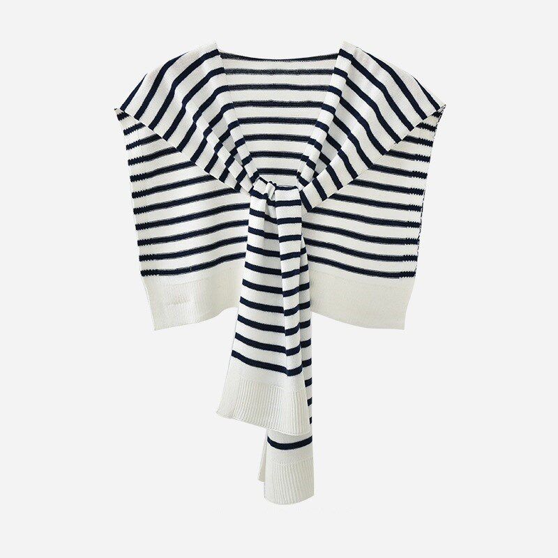 高级感2024新款网红条纹披肩春夏F外搭配衬衫搭肩薄款空调房坎肩