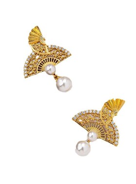 新款国潮新中式j古风雪花秘折扇项链镶珍珠百搭锁骨链汉服旗袍配