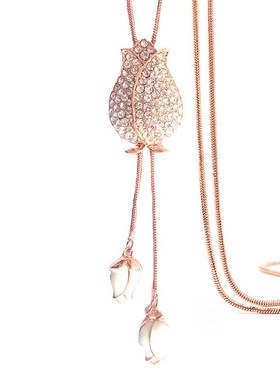 2024新款时尚韩版毛衣链简约郁金香长款项链O秋冬衣服配饰厂家