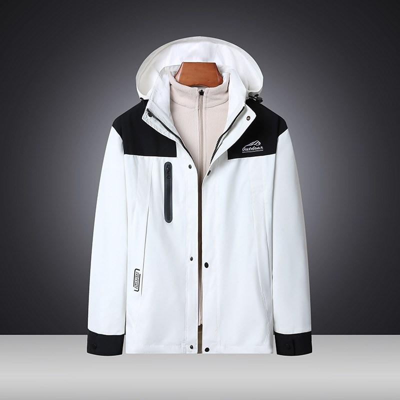 户外冲锋衣男三合一冲锋衣男可拆卸抓绒内胆防水P保暖登山外套596