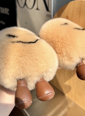 【可爱小土豆】真獭兔毛汽车钥匙扣挂件insN网红毛绒球书包包挂饰