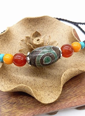 天珠民族风百搭i锁骨链 天珠饰品配饰 三眼天珠短款项链春夏男女