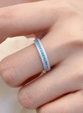 珠宝2024新款S92v5银帕拉伊巴排钻戒指女日常轻奢百搭款指环