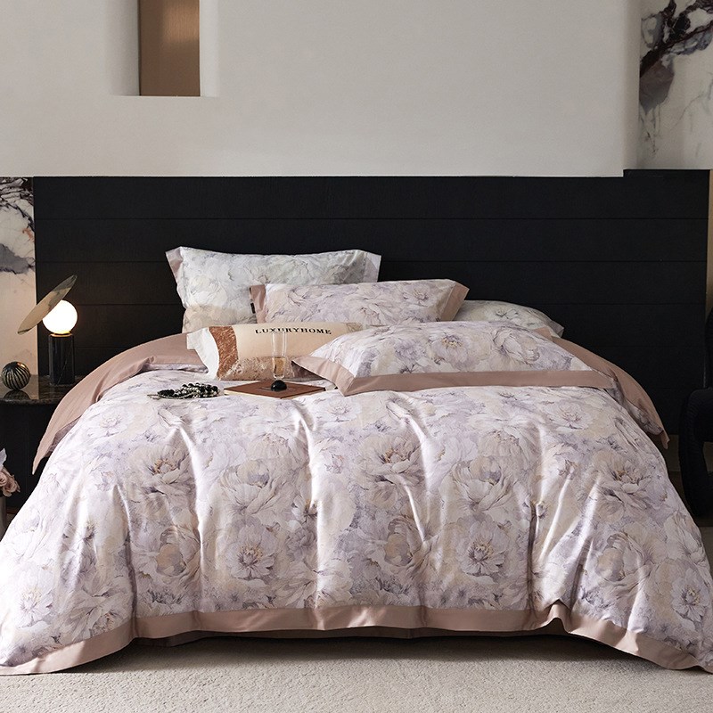 轻奢款长绒棉数码印花p款四件套新款高端100支全棉被套纯棉床单