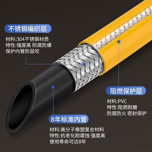 新国标金属防爆燃气管304不锈钢波纹管家用天然气液化气煤气软管