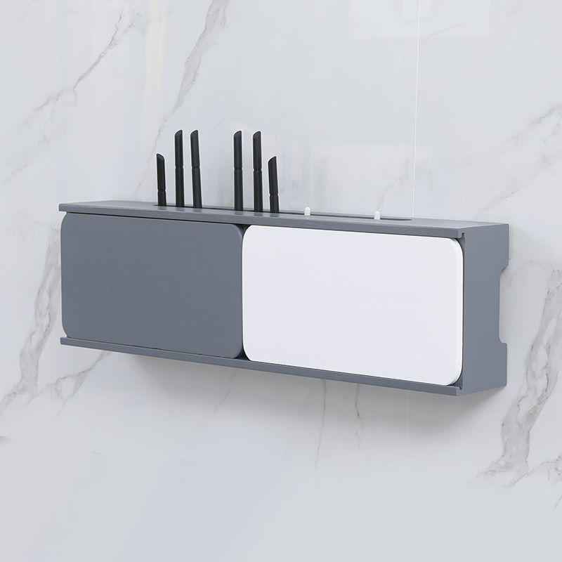 实木wifi路由器收纳盒挂墙免打孔猫机顶盒置物架电视线插座遮挡盒