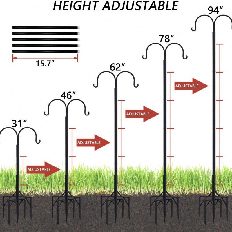 喂鸟器支架灯串杆牧羊支架带地插电线支撑杆N花园露台后院叉杆支