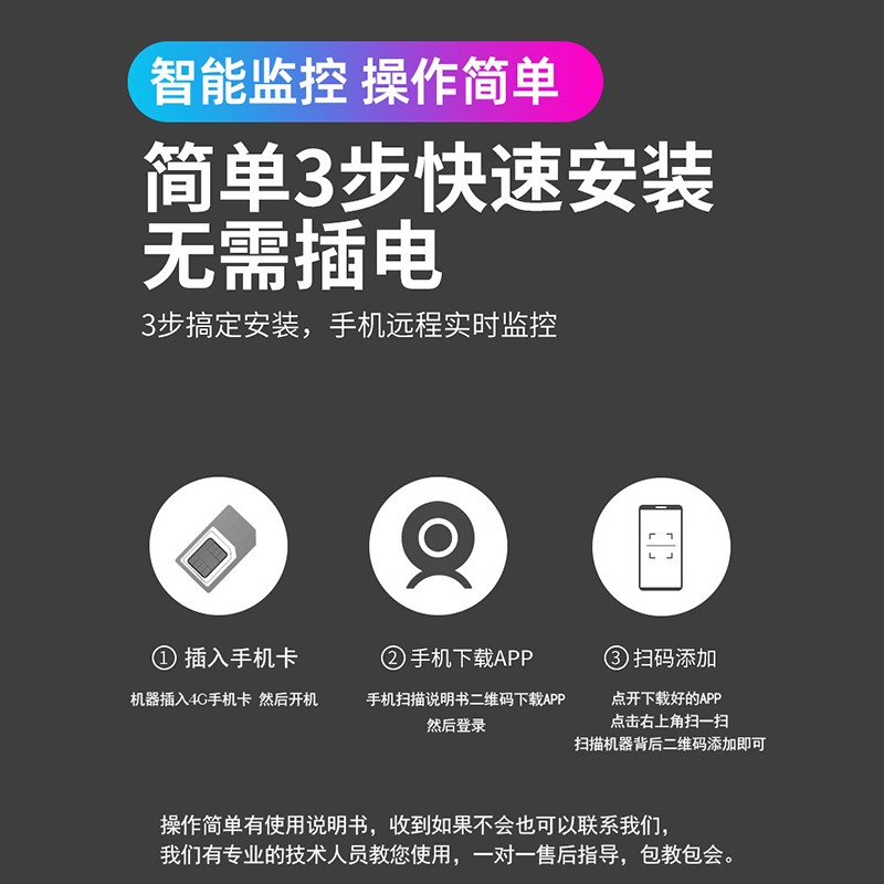 家用摄像头无线高清监控器4g远程手机形超清摄影头免插电无需网络