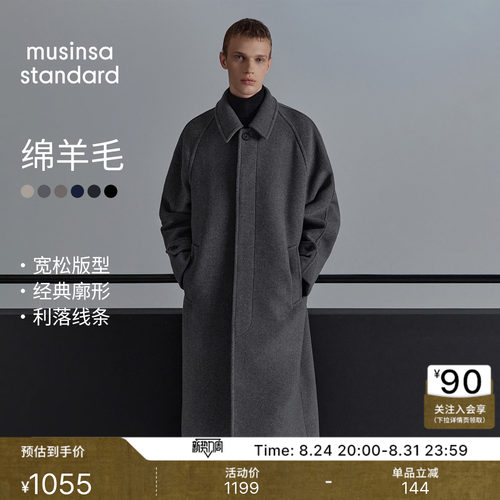 男士秋冬羊毛混纺韩系通勤大衣
