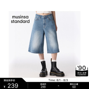 韩国26夏季新品女士复古水洗百慕大五分裤牛仔裤MUSINSA STANDARD