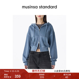 韩国26春季新品女士纯色短款宽松连帽运动卫衣musinsa standard