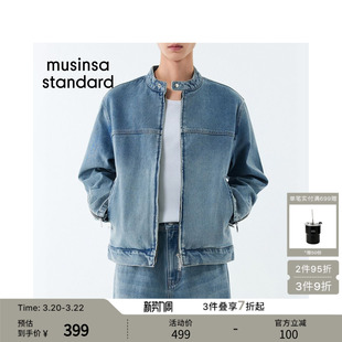 韩国春季男士大码硬挺有型潮酷牛仔赛车夹克musinsa standard