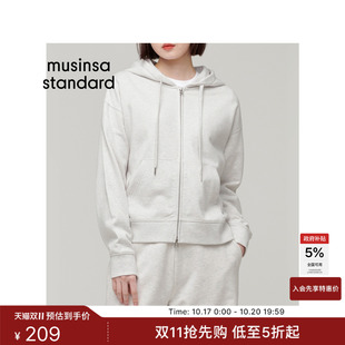 韩国秋冬女士宽松简约百搭款拉链连帽卫衣开衫MUSINSA STANDARD